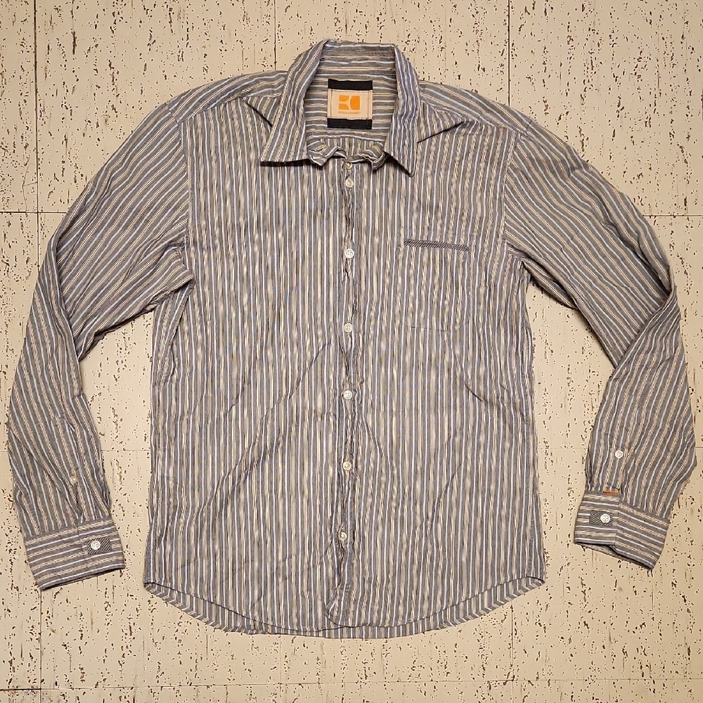 Hugo Boss Stripe Long Sleeve Button Down Casual Dress Shirt Vintage Y2K